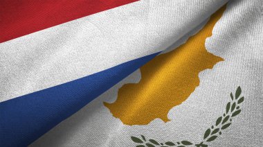 Hollanda ve Kıbrıs bayrakları birlikte ilişkiler tekstil kumaş, kumaş doku