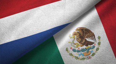 Hollanda ve Meksika bayrakları birlikte ilişkiler tekstil kumaş, kumaş doku
