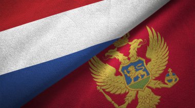Hollanda ve Karadağ bayrakları birlikte ilişkiler tekstil kumaş, kumaş doku