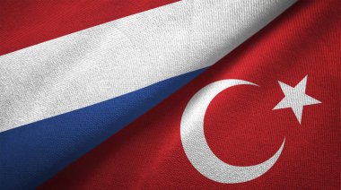 Hollanda ve Türkiye bayrakları birlikte ilişkiler tekstil kumaş, kumaş doku