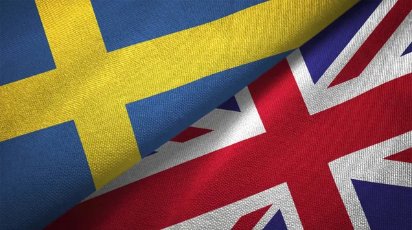 Suecia Reino Unido Banderas Juntas Relaciones Tela Textil Textura Tela —  Fotos de Stock