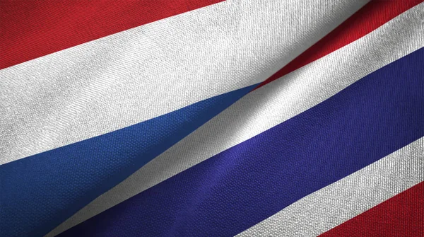 Países Baixos Tailândia Bandeiras Juntas Relações Tecido Têxtil Textura Tecido — Fotografia de Stock