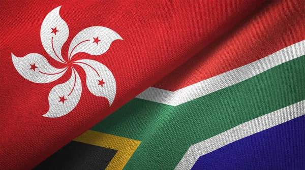 Hong Kong South Africa Flags Together Relations Textile Cloth Fabric — Stock Photo, Image