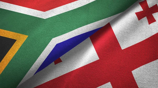 Südafrika Und Georgien Flaggen Zusammen Beziehungen Textiltuch Textiltextur — Stockfoto