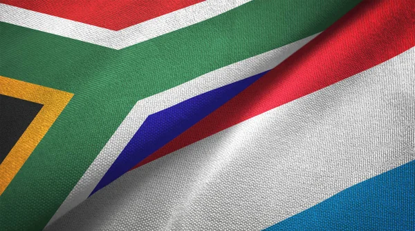 Südafrikanische Und Luxemburgische Flaggen Zusammen Beziehungen Textiltuch Textiltextur — Stockfoto