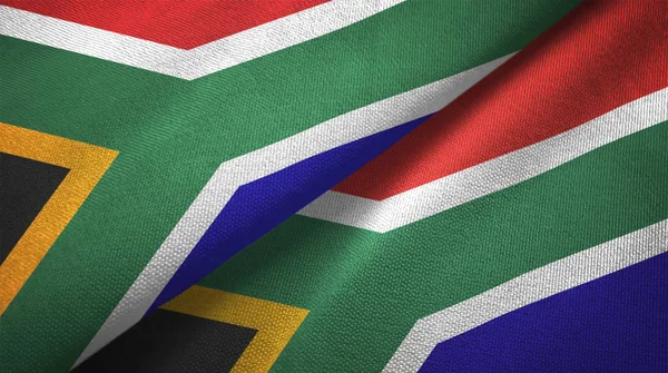 South Africa and South Africa flags together relations textile cloth, fabric texture