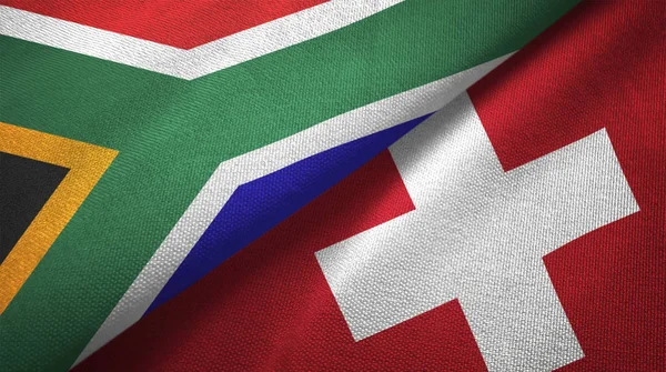 Sudáfrica Suiza Banderas Juntas Relaciones Tela Textil Textura Tela — Foto de Stock