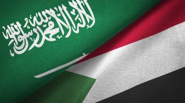 Suudi Arabistan ve Sudan bayrakları. Metin Suudi Arabistan bayrağı anlamına gelir - hiçbir Tanrı ancak Allah, Muhammed Allah'ın Messenger olduğunu 