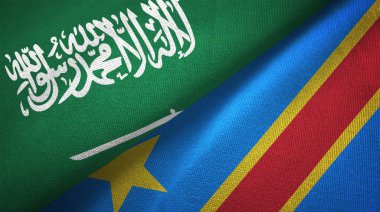 Suudi Arabistan ve Kongo Demokratik Cumhuriyeti bayrakları. Metin Suudi Arabistan bayrağı anlamına gelir - hiçbir Tanrı ancak Allah, Muhammed Allah'ın Messenger olduğunu 