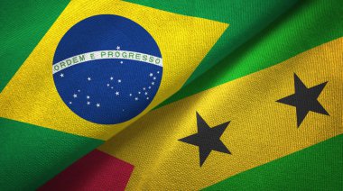 Brazil and Sao Tome and Principe two folded flags together clipart