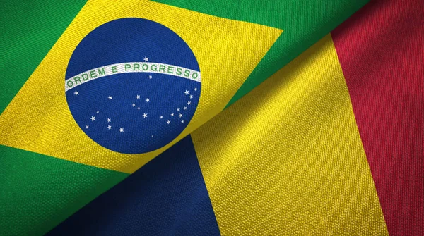 Brasil Chade Duas Bandeiras Dobradas Juntas — Fotografia de Stock