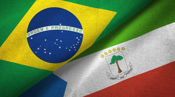 Brazílie Rovníková Guinea Dvě Složené Vlajky Dohromady — Stock fotografie