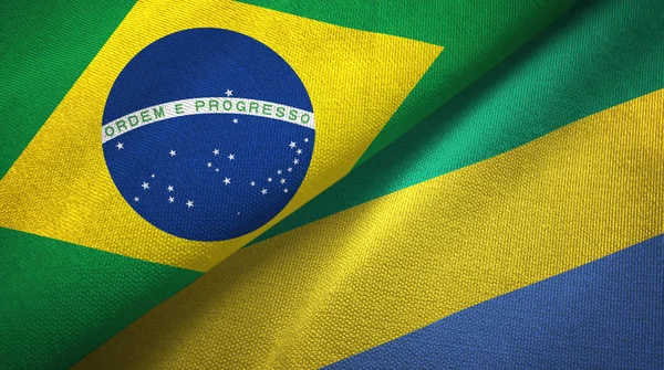 Brasil Gabão Duas Bandeiras Dobradas Juntas — Fotografia de Stock