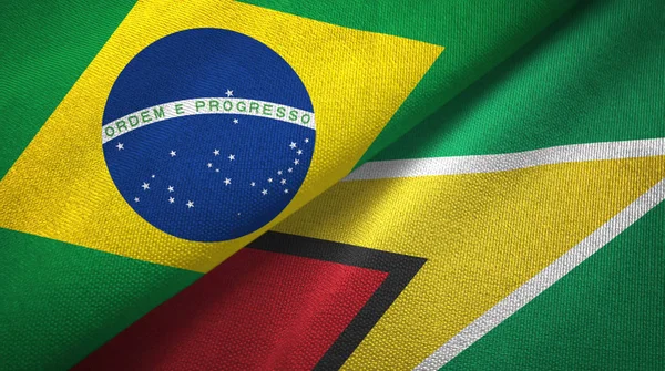 Brazílie Guyana Dvě Složené Vlajky Dohromady — Stock fotografie
