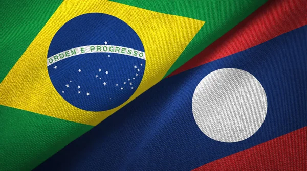 Brazílie Laos Dvě Složené Vlajky Dohromady — Stock fotografie