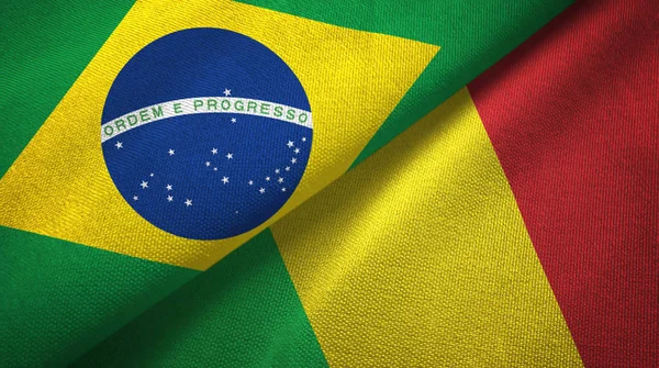 Brazílie Mali Dvě Složené Vlajky Dohromady — Stock fotografie