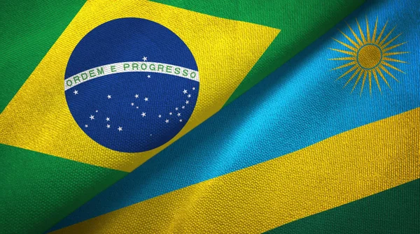 Brasil Ruanda Duas Bandeiras Dobradas Juntas — Fotografia de Stock