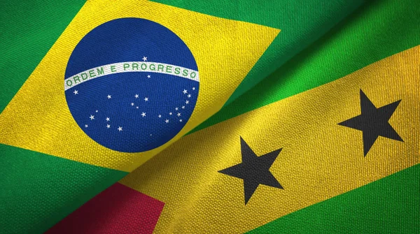 Brasilien Och São Tomé Och Príncipe Två Vikta Flaggor Tillsammans — Stockfoto