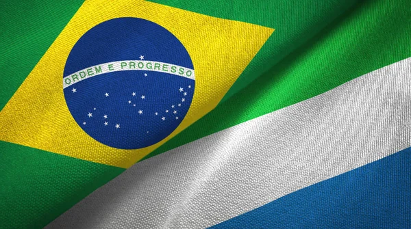 Brasil Serra Leoa Duas Bandeiras Dobradas Juntas — Fotografia de Stock