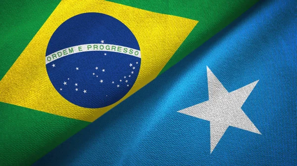 Brasil Somália Duas Bandeiras Dobradas Juntas — Fotografia de Stock