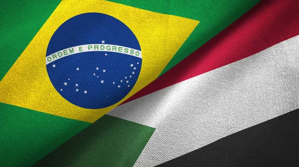 Brazílie Súdán Dvě Složené Vlajky Dohromady — Stock fotografie