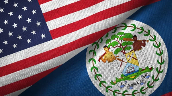 Spojené Státy Belize Dvě Složené Vlajky Dohromady — Stock fotografie