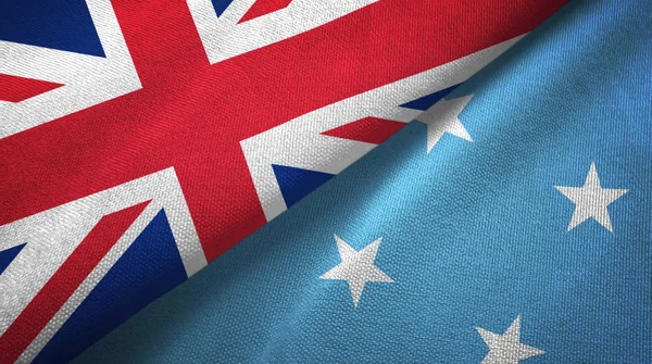 United Kingdom Micronesia Two Folded Flags Together — Stock Photo, Image