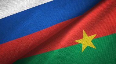 Rusya ve Burkina Faso iki katlanmış bayrakları birlikte 