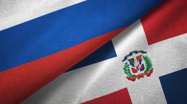 Rusya ve Dominik Cumhuriyeti iki katlanmış bayrakları birlikte
