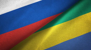 Rusya ve Gabon iki katlanmış bayrak birlikte
