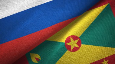 Rusya ve Grenada iki katlanmış bayrak birlikte