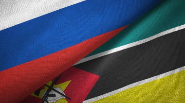 Rusya ve Mozambik iki katlanmış bayrak birlikte
