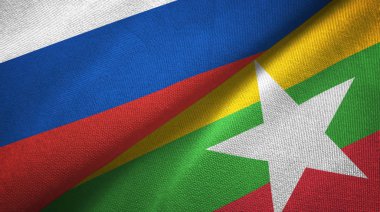 Rusya ve Myanmar iki katlanmış bayrak birlikte