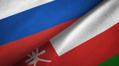 Rusya ve Umman iki katlanmış bayrak birlikte
