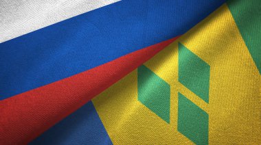 Rusya ve Saint Vincent ve Grenadinler iki katlanmış bayrak birlikte