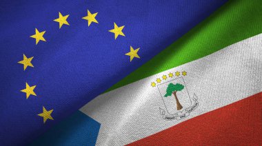 Avrupa Birliği ve Ekvator Ginesi iki katlanmış bayrakları birlikte