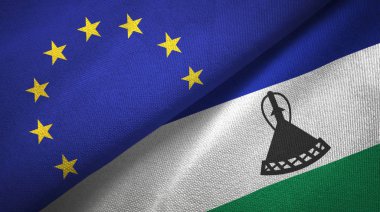 Avrupa Birliği ve iki katlanmış Lesotho bayrakları birlikte