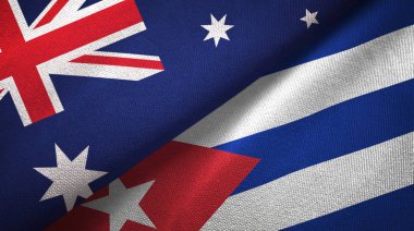 Avustralya ve Küba iki katlanmış bayrak birlikte