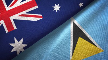 Avustralya ve Saint Lucia iki katlanmış bayrak birlikte