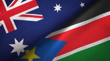 Avustralya ve Güney Sudan iki katlanmış bayrakları birlikte