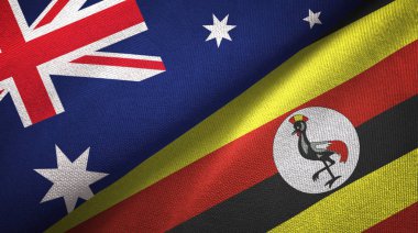 Avustralya ve Uganda iki katlanmış bayrak birlikte