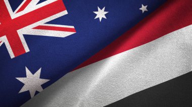 Avustralya ve Yemen iki bayrak tekstil kumaş, kumaş doku
