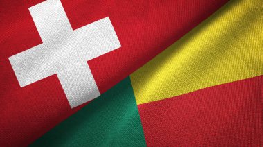 İsviçre ve Benin iki katlanmış bayrak birlikte 