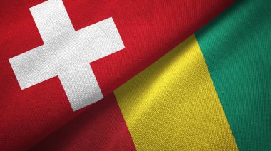 İsviçre ve Gine iki katlanmış bayrak birlikte