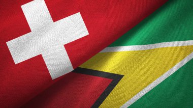 İsviçre ve Guyana iki katlanmış bayrak birlikte