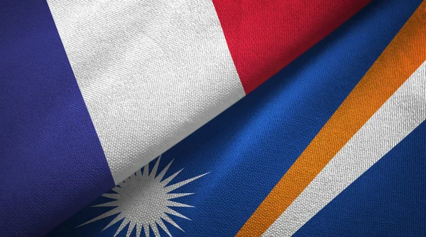 Frankrijk Marshalleilanden Twee Gevouwen Vlaggen Samen — Stockfoto
