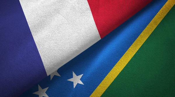 França Ilhas Salomão Duas Bandeiras Dobradas Juntas — Fotografia de Stock