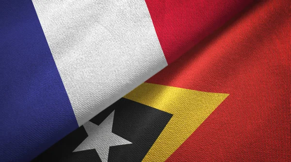 Frankrijk Oost Timor Oost Timor Twee Gevouwen Vlaggen Samen — Stockfoto