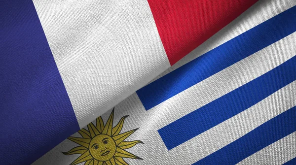Franciaország Uruguay Két Hajtogatott Zászló Együtt — Stock Fotó