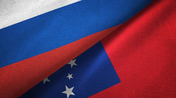 Rusia Samoa Dos Banderas Plegadas Juntas — Foto de Stock
